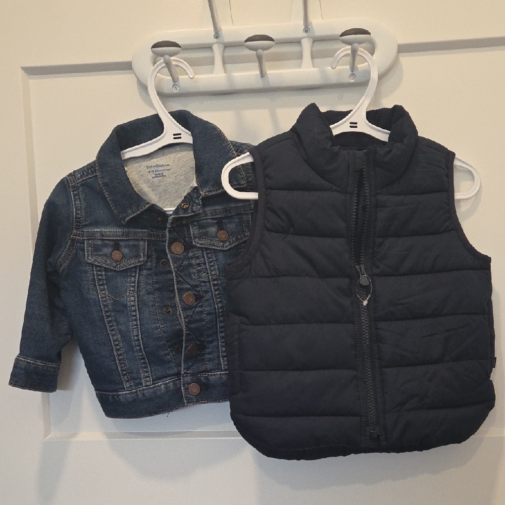 Kids Denim Jacket and Navy Puffer Vest Set